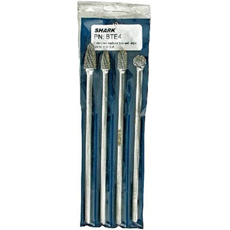 SHARK INDUSTRIES 4PC EXT CARBIDE BUR SET BTE4